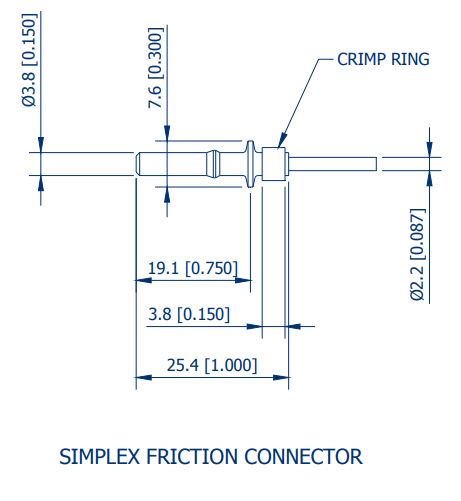 RedLink® Simplex Friction Connector, 1.0mm x 2.2mm, Versatile Link Compatible, Gray-6828